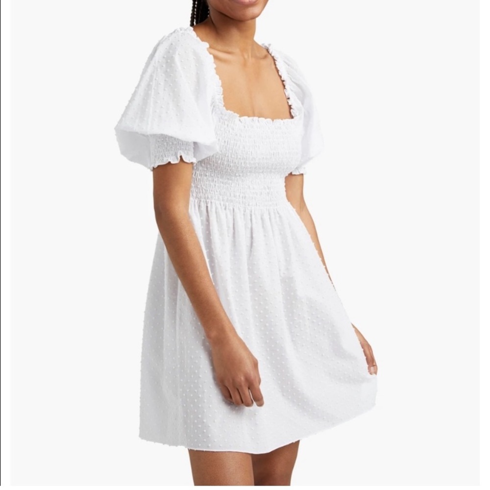 NWT Hill House Home Athena Nap Dress in White Swiss Dot (XS)